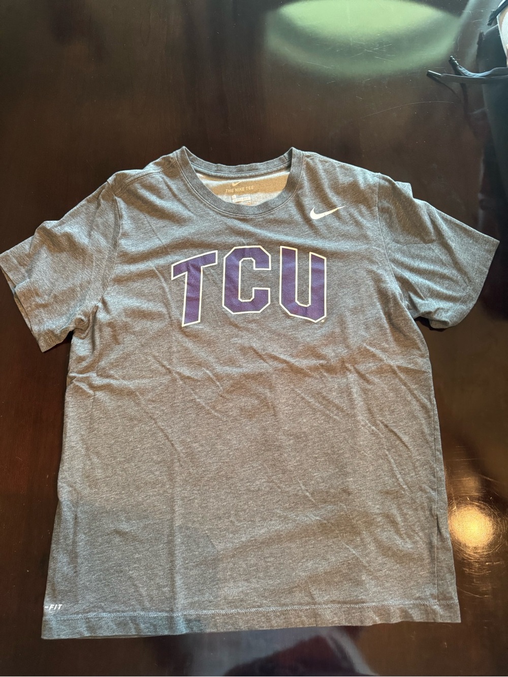 Nike Gray Dri-FIT Crew Tee with White Logo - P